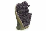 Free-Standing Amethyst Crystal Cluster w/ Calcite - Dark Purple #342458-2